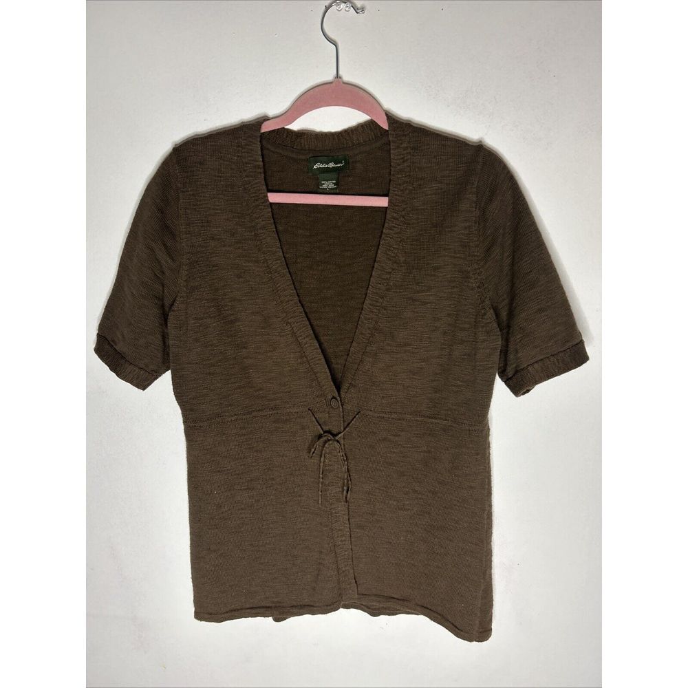 Eddie Bauer Large Stretch Pima Cotton Brown Cardigan Shirt